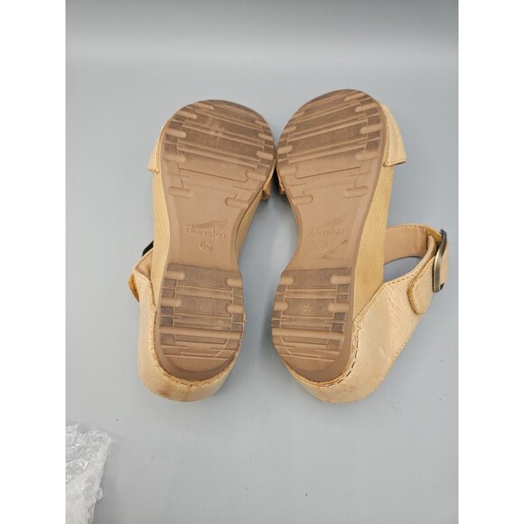 Dansko Tanya Sandals Women Sz 40 10 10.5 Shoes Brown Leather Wedge Heel Slip On - Picture 10 of 10